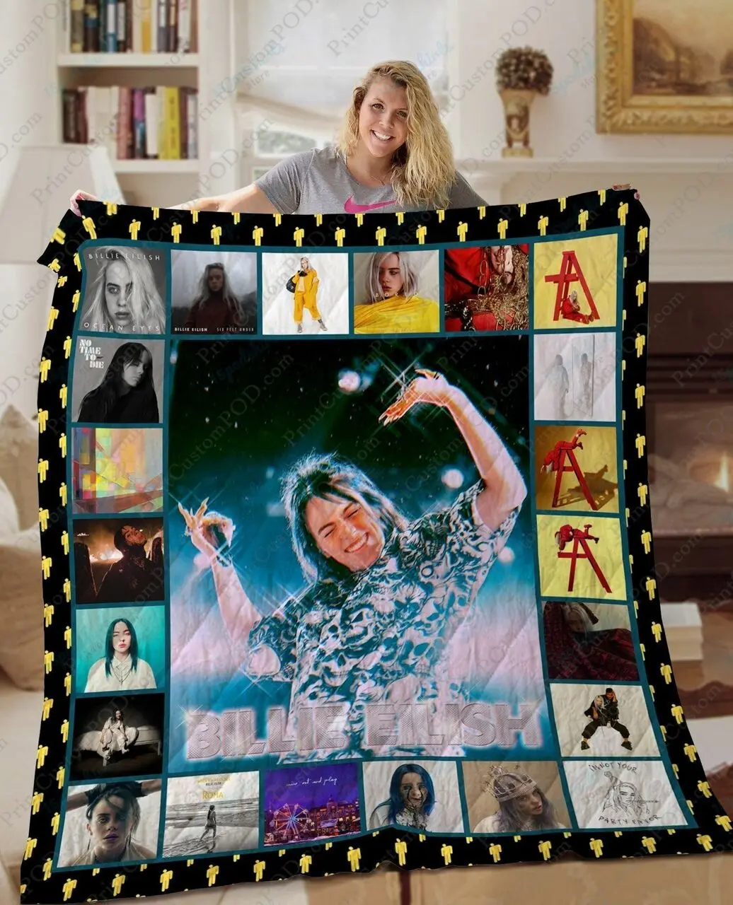 Ta Billie Eilish Songs Quilt Blanket and Home Decor