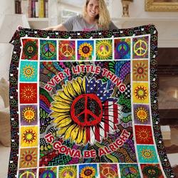 Ta Every Little Thing Is Gonna Be Alright Sunflower Quilt Blanket and Home Decor