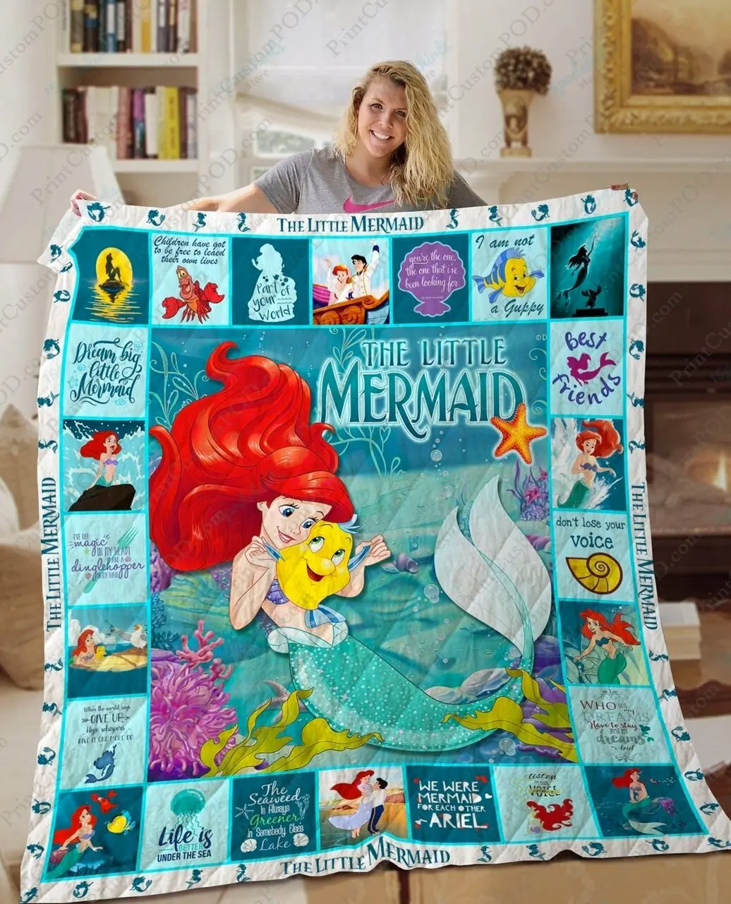 Ta The Little Mermaid Quilt Blanket New Ver and Home Decor