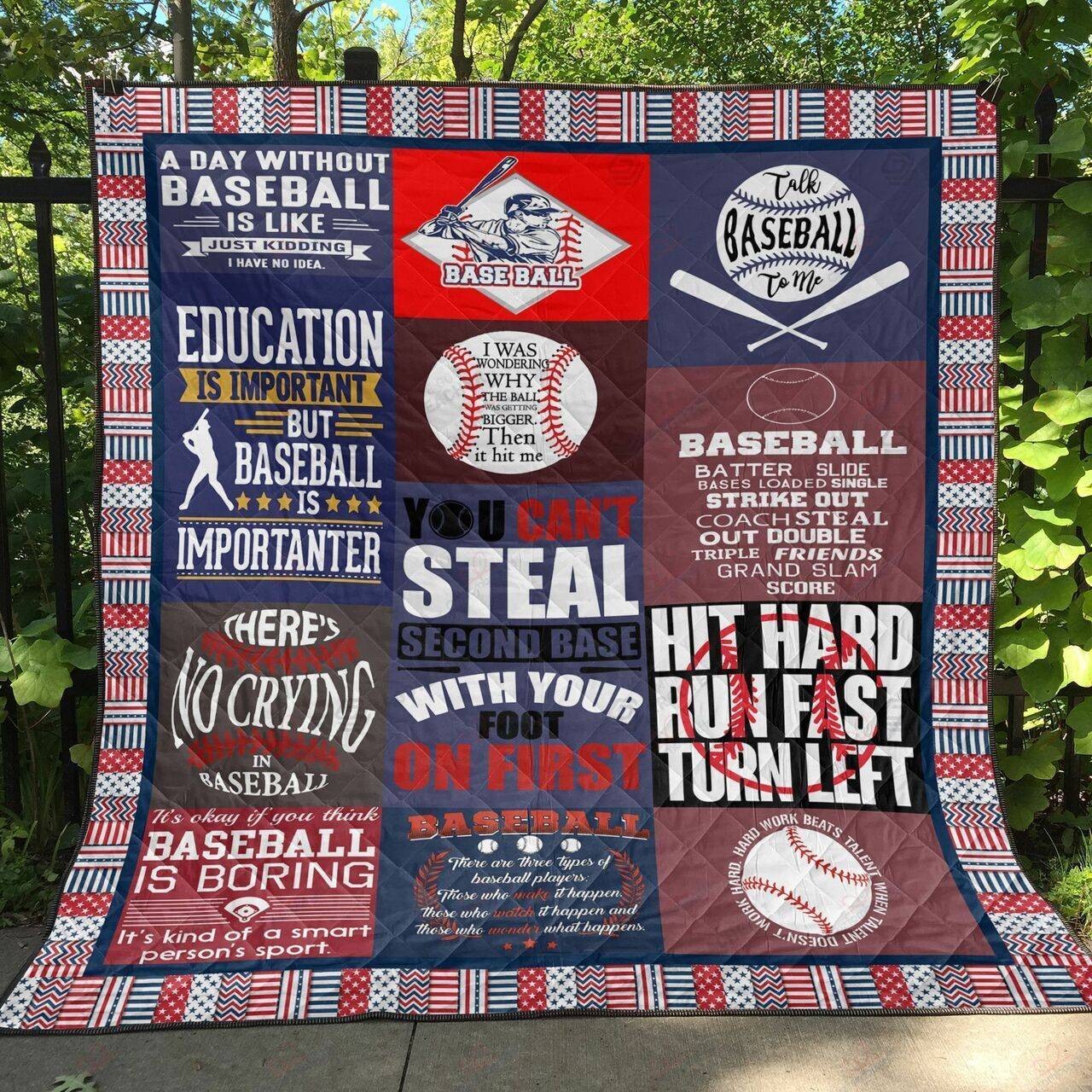 Talk Baseball To Me Quilt Blanket Great Customized Blanket Gifts For Birthday Christmas Thanksgiving and Home Decor