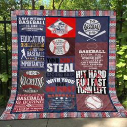 Talk Baseball To Me Quilt Blanket Great Customized Blanket Gifts For Birthday Christmas Thanksgiving and Home Decor
