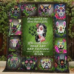 Tattooed Girl And Skull Dogs Ah Quilt Derqty and Home Decor