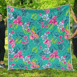 Teal Aloha Tropical Cl17100583Mdq Quilt Blanket and Home Decor