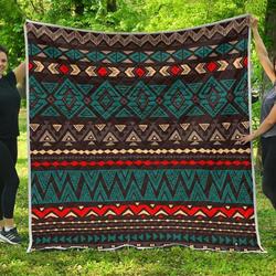 Teal And Brown Aztec Cl17100585Mdq Quilt Blanket and Home Decor