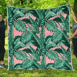 Teal Banana Leaves Cl17100586Mdq Quilt Blanket and Home Decor