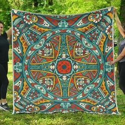 Teal Bohemian Mandala Cl17100587Mdq Quilt Blanket and Home Decor