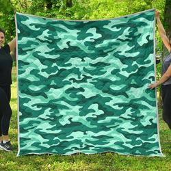 Teal Camouflage Cl17100588Mdq Quilt Blanket and Home Decor