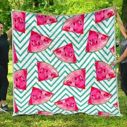 Teal Chevron Watermelon Cl17100589Mdq Quilt Blanket and Home Decor