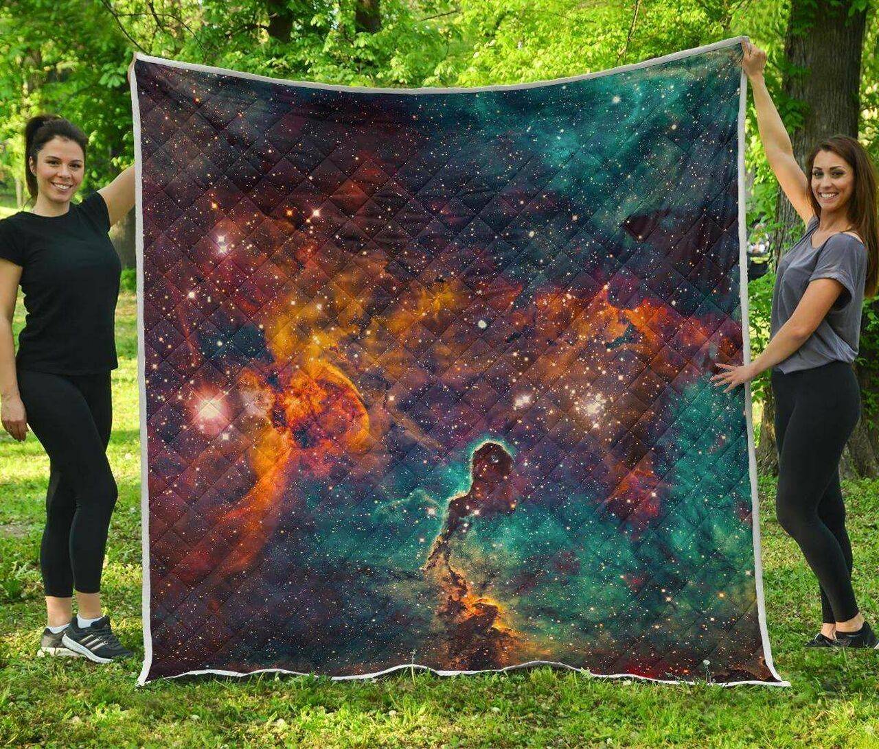 Teal Orange Universe Galaxy Space Cl17100593Mdq Quilt Blanket and Home Decor