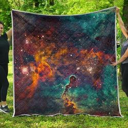 Teal Orange Universe Galaxy Space Cl17100593Mdq Quilt Blanket and Home Decor