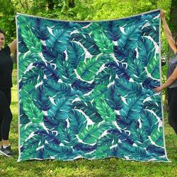 Teal Tropical Leaf Cl17100605Mdq Quilt Blanket and Home Decor