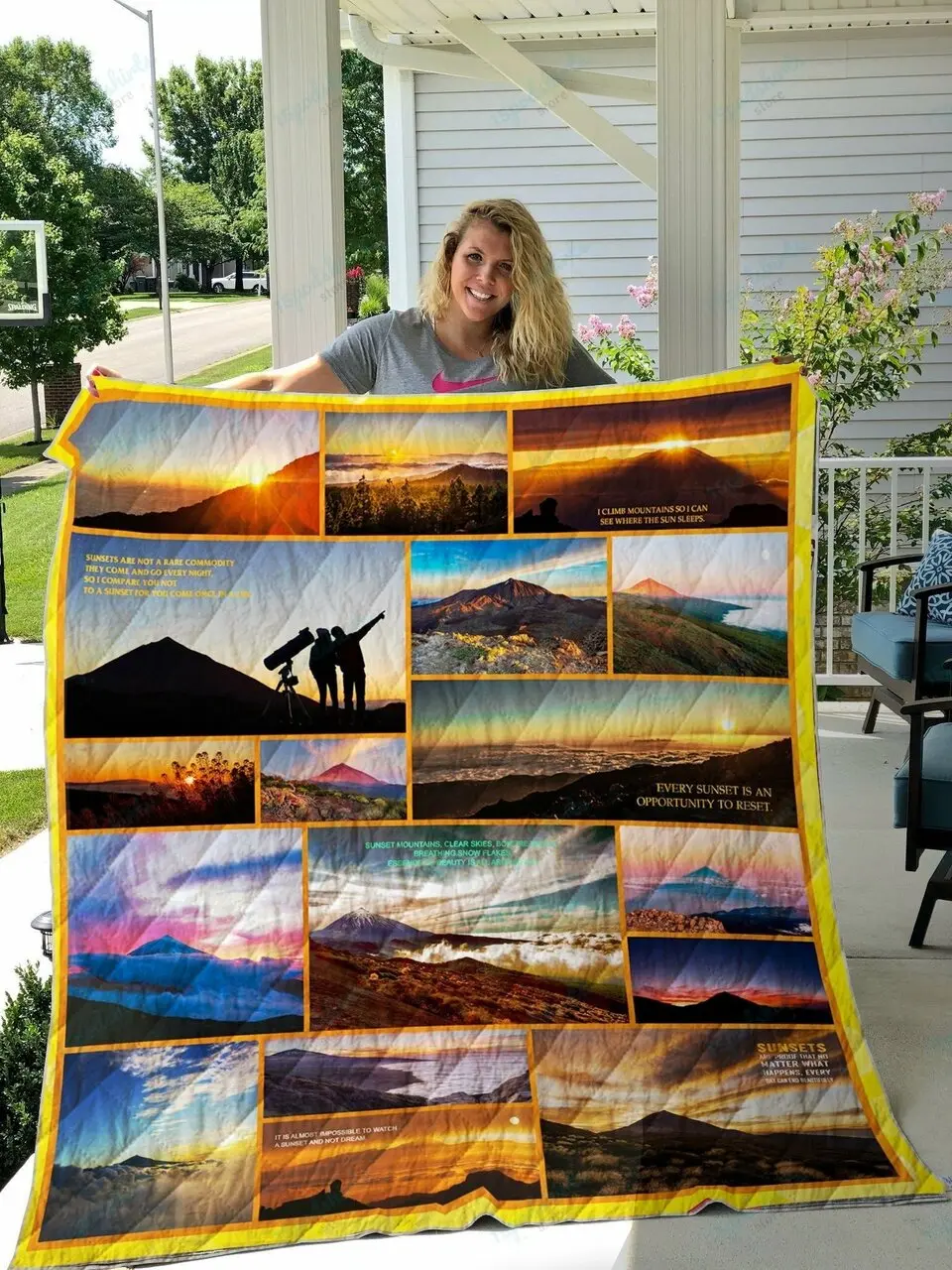 Teide Mountain At Sunset Quilt Blanket and Home Decor