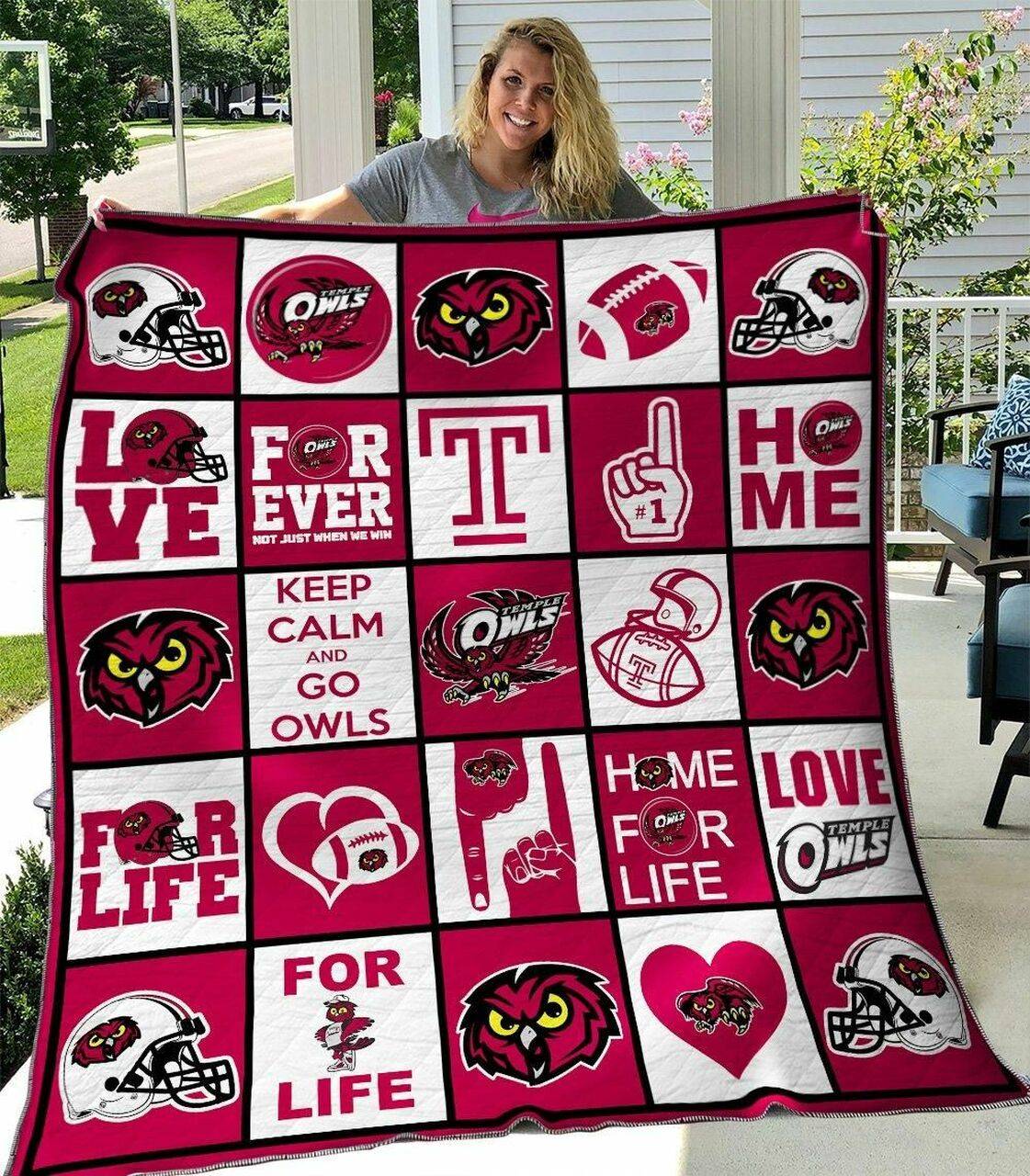 Temple Owls V3 Quilt Blanket and Home Decor