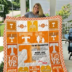 Tennessee Volunteers  To My Daughter  Love Mom Quilt Blanket and Home Decor