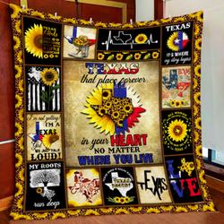 Texas Forever In My Heart, Lepard Sunflower Quilt Blanket and Home Decor