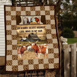 Texas Longhorn Cow Ranch Lapq With Pocket  Quilt and Home Decor