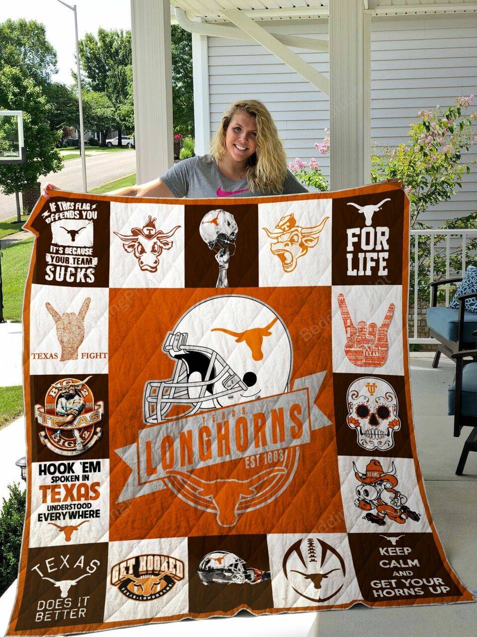 Texas Longhorns Quilt Blanket 01 and Home Decor