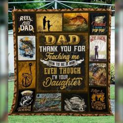 Thank You Dad Fishing Blanket Kc1507 Quilt and Home Decor