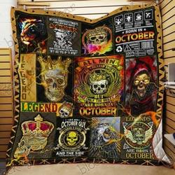 The Best Are Born In October Skull Cl18100697Mdq Quilt Blanket and Home Decor