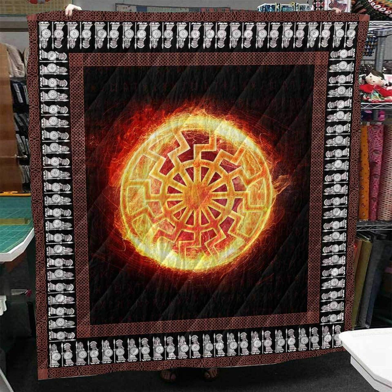 The Black Sun Viking Cl2100499Mdq Quilt Blanket and Home Decor