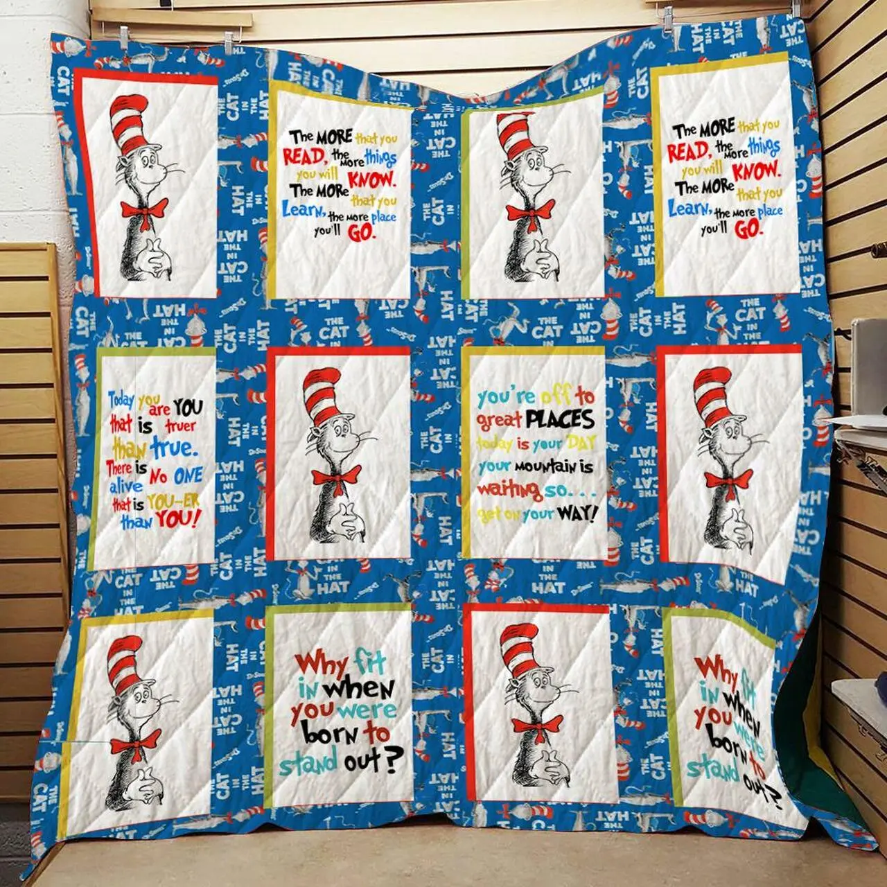 The Cat In The Hat Quotes Quilt Quilt and Home Decor