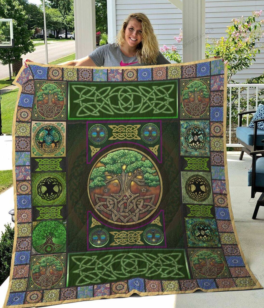 The Celtic Knot Tree Of Life Quilt Blanket and Home Decor
