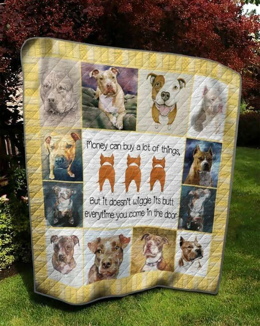 The Cutiest Pit Bull Quilt Blanket Quilt and Home Decor
