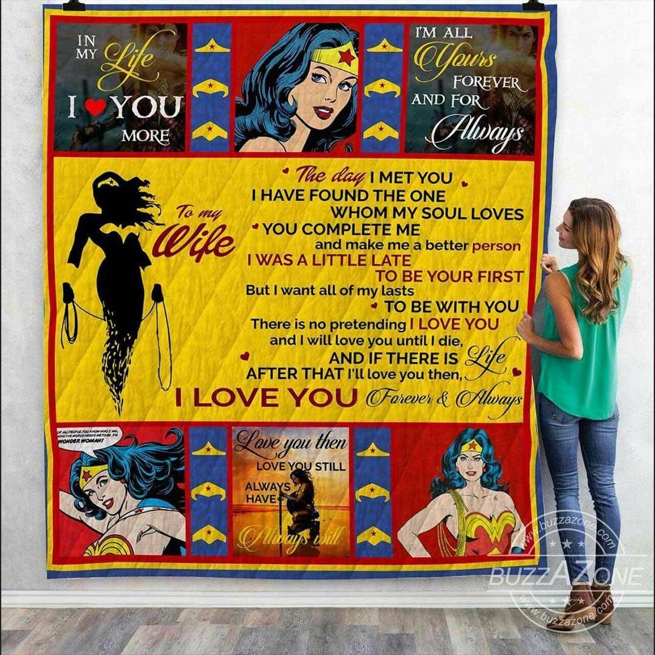 The Day I Met You Wonder Woman Quilt Blanket All Season Plus Size Quilt Blanket and Home Decor