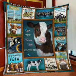 The Farm Life Chose Me, Cow Quilt Blanket and Home Decor
