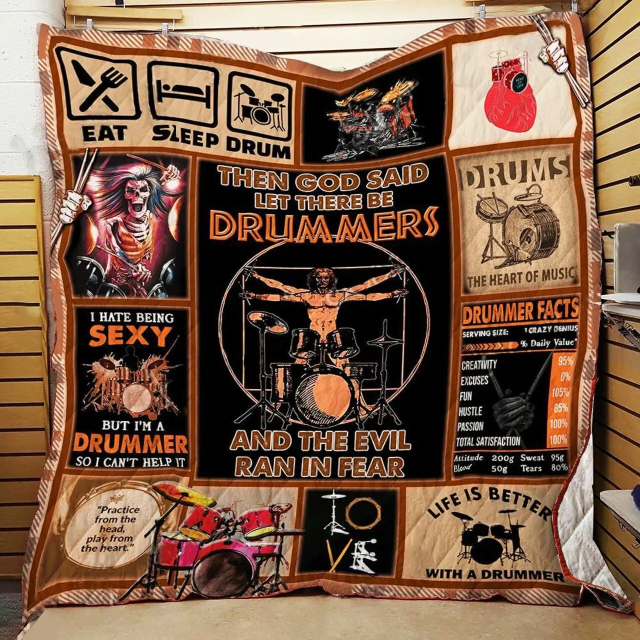 The God Said Let There Be Drummers And The Evil Rain In Fear Quilt Blanket Great Customized Blanket Gifts For Birthday Christmas Thanksgiving and Home Decor