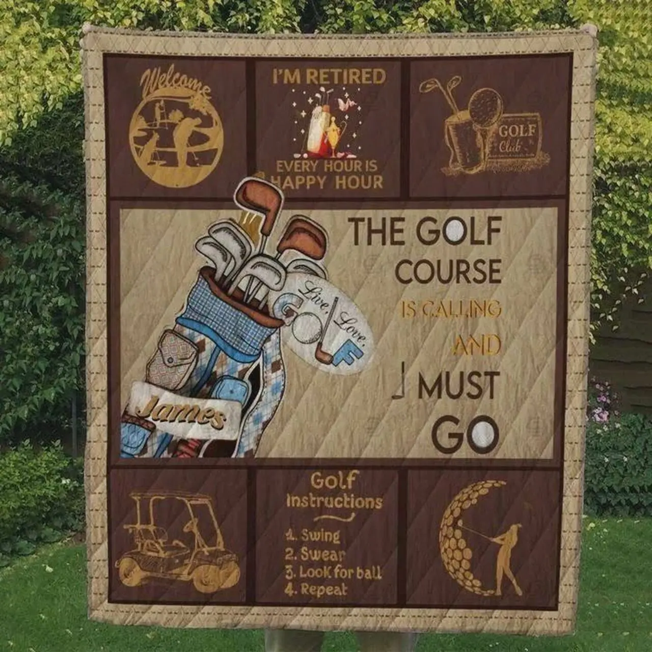 The Golf Course Is Calling And I Must Go Quilt Blanket Great Customized Blanket Gifts For Birthday Christmas Thanksgiving and Home Decor