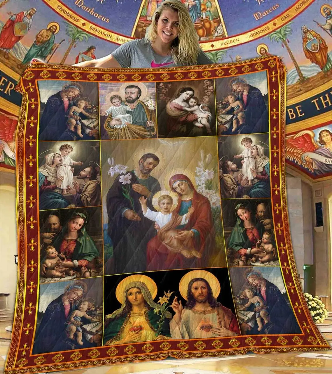 The Holy Family Quilt Blanket Dhc1401813Vt and Home Decor