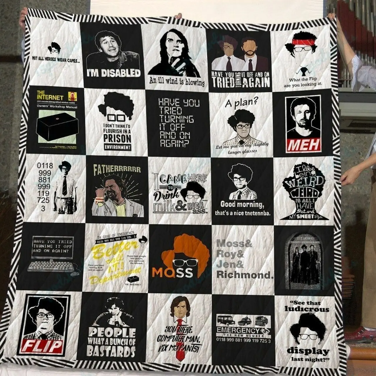 The It Crowd T Shirt Quilt Blanket and Home Decor