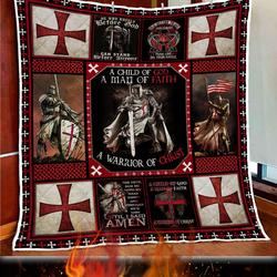 The Knights Templar Christian Warrior Quilt Blanket and Home Decor