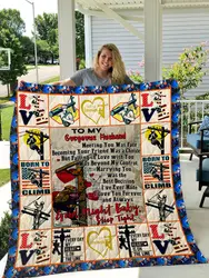 The Lineman  To My Husband  Love Wife Quilt and Home Decor