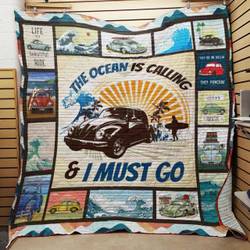 The Ocean Is Calling And I Must Go Quilt Blanket Great Customized Blanket Gifts For Birthday Christmas Thanksgiving and Home Decor