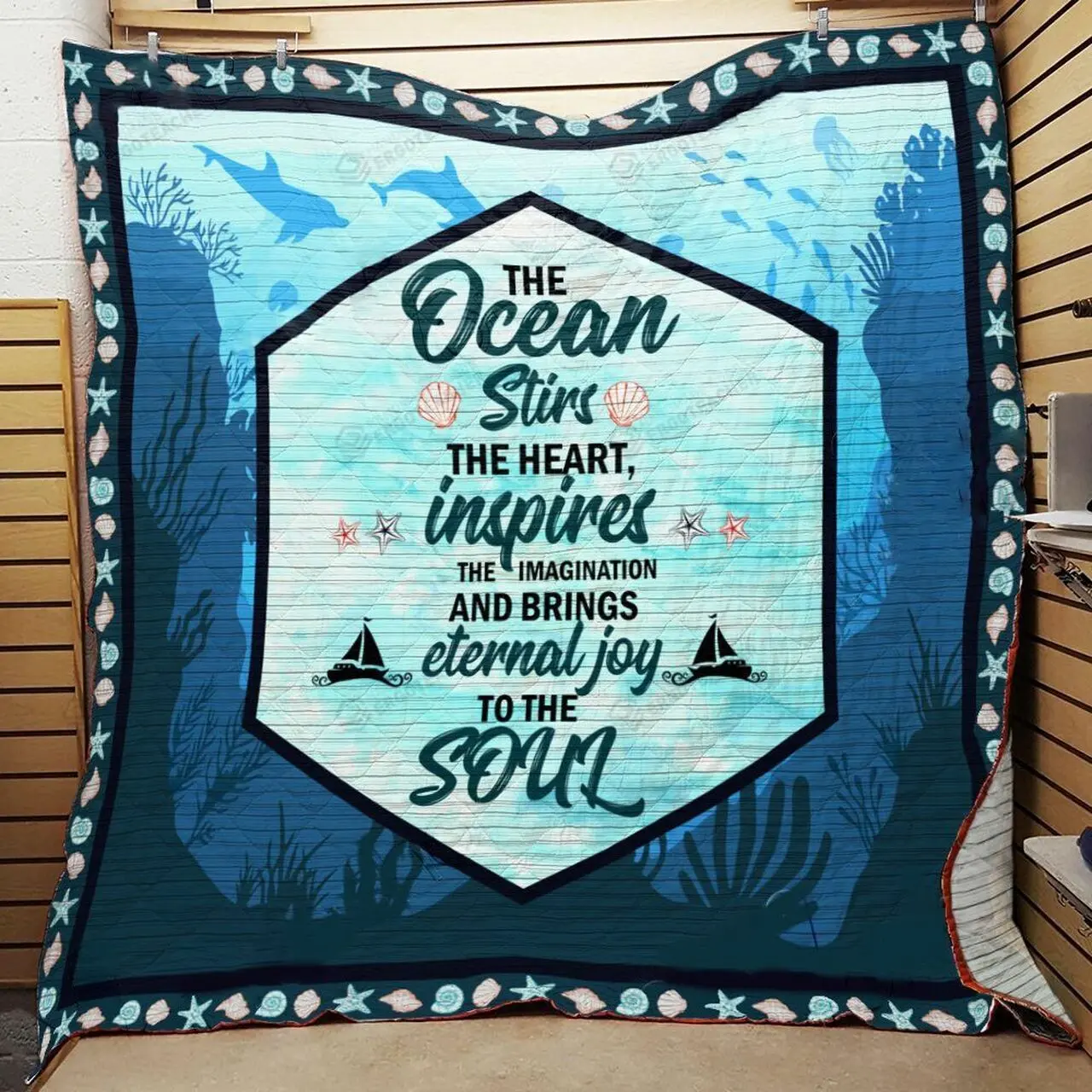 The Ocean Stirs The Heart Inspires The Imagination And Brings Eternal Joy To The Soul Quilt Blanket Great Customized Blanket Gifts For Birthday Christmas Thanksgiving and Home Decor