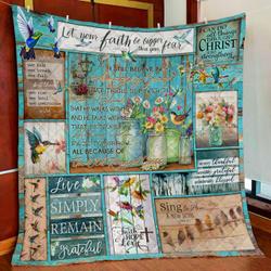 The Old Rugged Cross Hummingbird Quilt Blanket and Home Decor