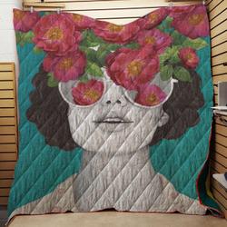 The Optimist  Rose Tinted Glasses Throw Quilt Blanket and Home Decor