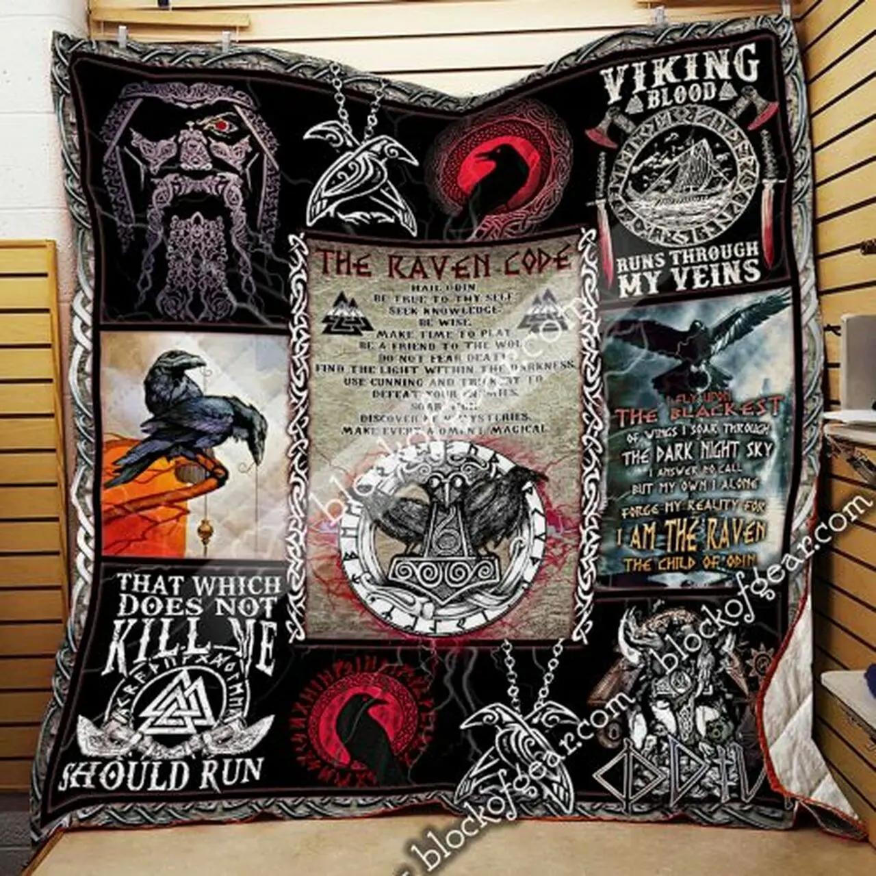 The Raven Code Odin Viking Quilt Hothot 040320 and Home Decor