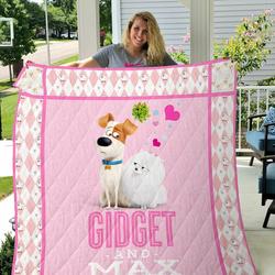 The Secret Life Of Pets  Gidget And Max Quilt Blanket and Home Decor