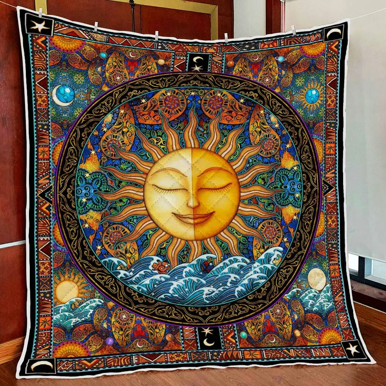 The Sun Hippie Quilt Blanket and Home Decor