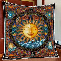 The Sun Hippie Quilt Blanket and Home Decor