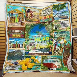 The Voices In My Head Keep Telling Me To Go To Hawaii Quilt Blanket Great Customized Blanket Gifts For Birthday Christmas Thanksgiving and Home Decor