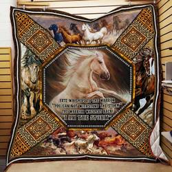 The Warrior Whispers Back I Am The Storm, Horse Quilt Blanket and Home Decor