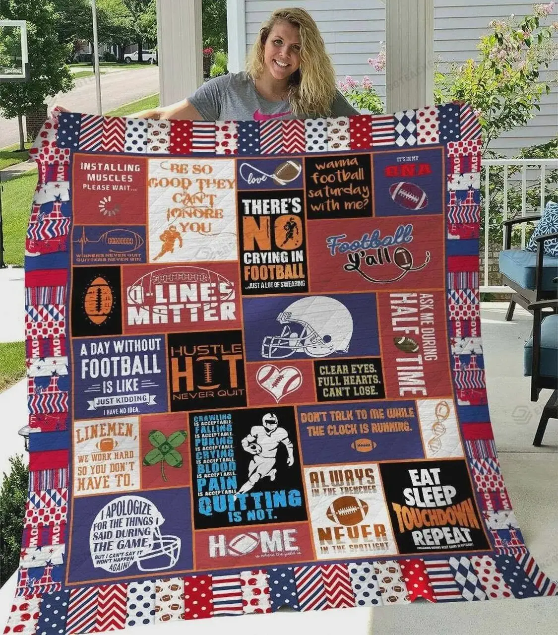 There Is No Crying In Football Quilt Blanket Great Customized Blanket Gifts For Birthday Christmas Thanksgiving and Home Decor