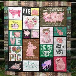 There Is No Love Like Pig Love Quilt Blanket Tm99  Quilt and Home Decor
