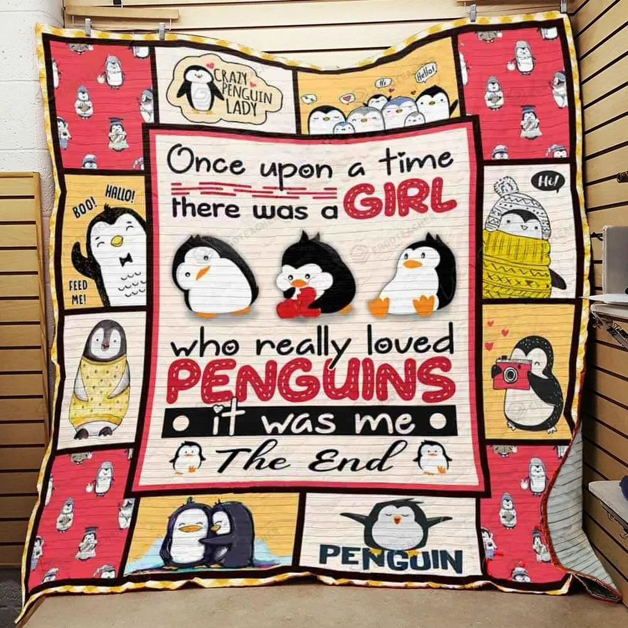 There Was A Girl Who Really Loved Penguins Quilt Blanket Great Customized Blanket Gifts For Birthday Christmas Thanksgiving and Home Decor