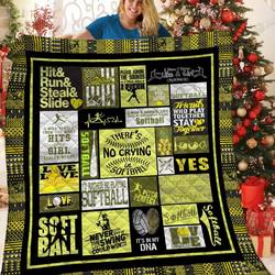 ThereS No Crying In Softball Quilt Blanket Great Customized Blanket Gifts For Birthday Christmas Thanksgiving and Home Decor
