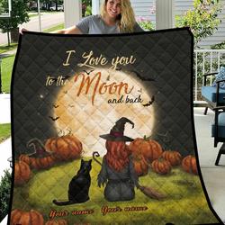 Thevitic™ Halloween Witch & Black Cat Quilt 04309 and Home Decor